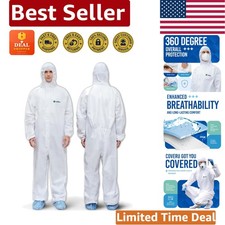 Unisex Disposable Hazmat Suits - Long Sleeves, Zipper Closure, 6 Size Options