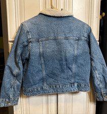 Zara Kids Button Front Sherpa Lined Denim Jacket Blue Size 10