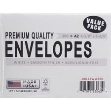 Leader Paper Products Leader A2 Envelopes (4.375"X5.75") 100/Pkg-White