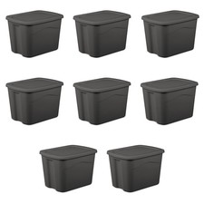 Sterilite 18 Gallon Plastic Storage Bin with Snap-on Lid 8 Count - Gray