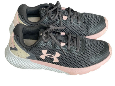 Under Armour Youth Size 5 GGS Charged Rogue 3 Girls Athletic Shoes Charcoal Gray