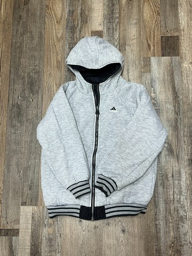 Vintage Adidas Y2K 90s Reversible Jacket Boys L Black Windbreaker Lined Youth - Picture 6 of 19