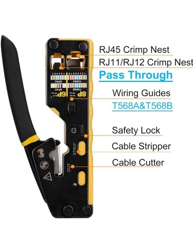 Ethernet Crimp Tool Kit - Cat5/Cat6/Cat7 Network Crimper with Cable Tester, Mini - Picture 15 of 23