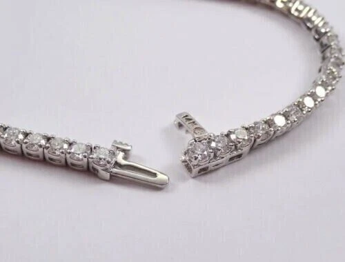 VALENTINO Bracciale Tennis 15Ct Taglio Tondo Simulato Diamanti Placcato Oro Bianco 14K