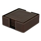 Leather Tea Coasters Set of 6 with Stand Coasters for Cups, Coffee Mugs Coasters