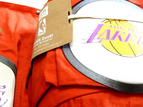 POTTERY BARN Twin Duvet Cover +Sham NBA Los Angeles LA LAKERS Basketball Orange - Picture 2 of 3
