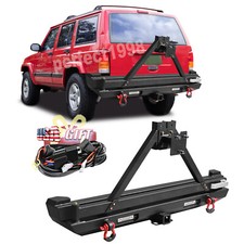 Off-road Rear Bumper Led Lights Tire Carrier Wire For 1989-2001 Jeep Cherokee Xj