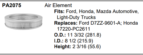 Air Filter for 77-82 Ford, 71-93 Mazda, 79-83 Honda, AF807 (See Description) - Picture 4 of 4