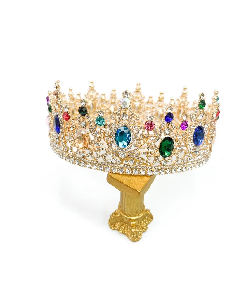 Tocado Corona Real Vintage Corona Completa Redonda Boda Fiesta Disfraz Concurso Foto 4 de 4