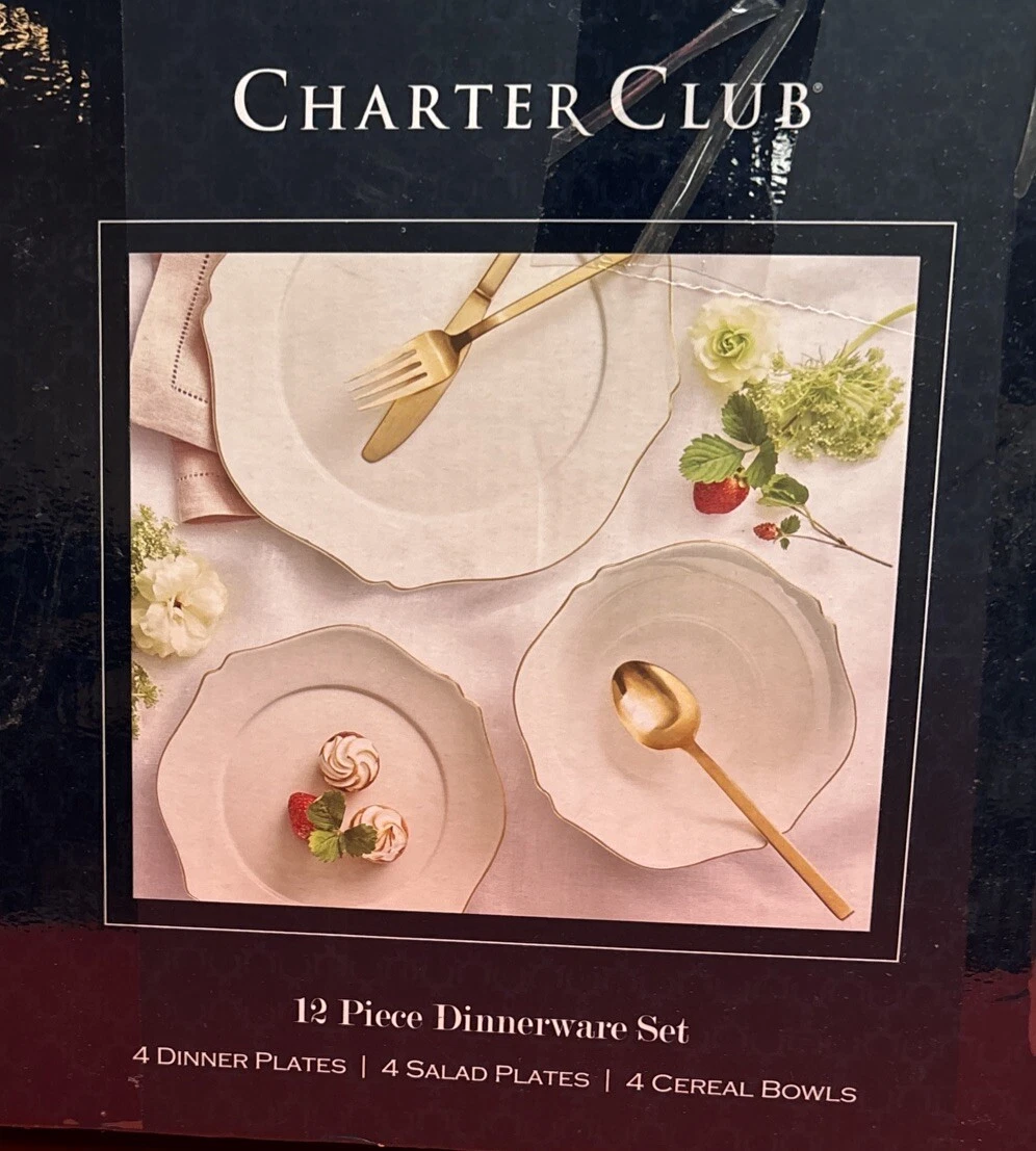 Lot De 4 Porte-serviettes Fleuris Charter Club – Doré Rose – Métal – Neuf