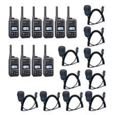 10 Pack of Icom F200 UHF 450-470MHz 16Ch 2W Radio w/ SRComm Speaker Microphone