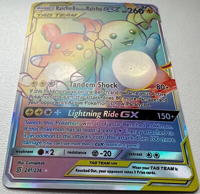 POKEMON CARD BASIC RAICHU & ALOLAN RAICHU GX TANDEM SHOCK | eBay