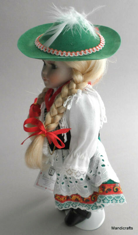 Edeltraut Hofmann Doll Porcelain 10in Germany Ethnic Dress Hang