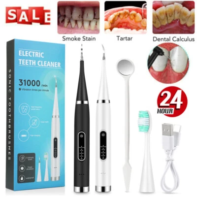 HAILICARE Electric Ultrasonic Tooth Cleaner Oral Teeth Stain Dental Cleaning Remover Kit
