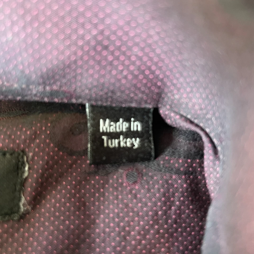 Bogosse Mens Large Maroon Paisley Cotton Button Down Shirt French Cuffs Size 5 - Image 4 of 4