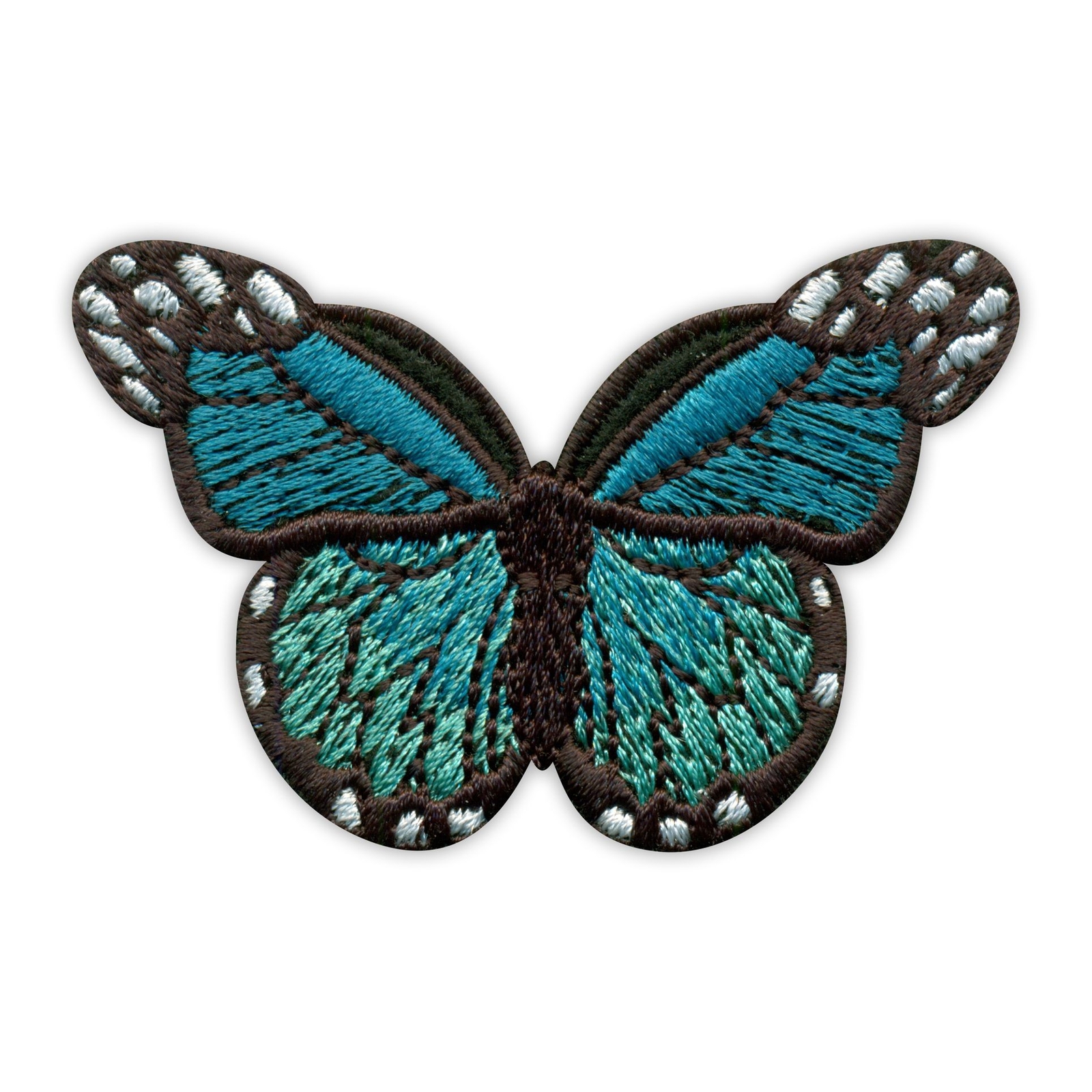 Turquoise Butterfly Embroidered Iron-On Patch Badge  