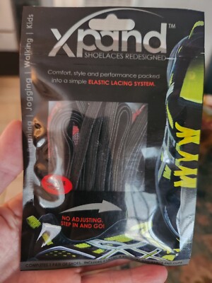 Xpand No Tie Shoelaces Redesigned Elastic Lacing System Black New in  Package 856762006060|