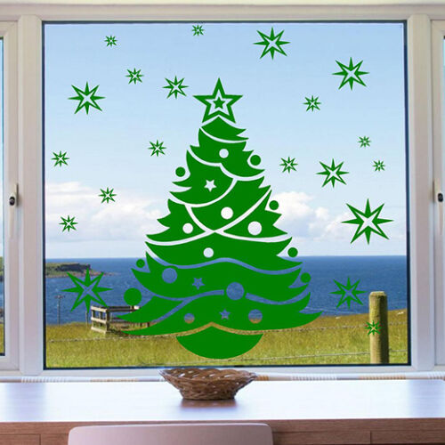 KRISTALLBAUM WANDAUFKLEBER Weihnachten SCHAUFENSTER DEKORATION AUFKLEBER S27 - Bild 3 von 14