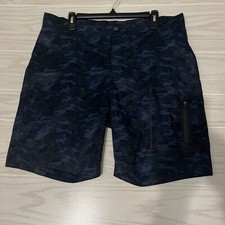 Mack Weldon Mens Hybrid Board Shorts 35/36 Blue Black Camo Beach Outdoors
