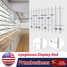 10PCS Eyeglass Display Rod Frame Aluminium Wall-Mounted Sunglasses Storage Rack