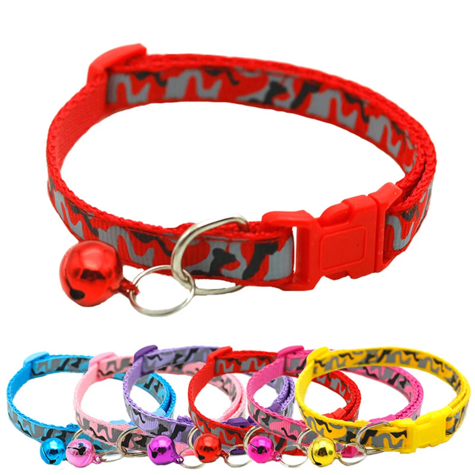 Reflective Nylon Cat Collar With Bell For kitten Small Dog Puppy Pet Adjustable/ - Image 3 of 4