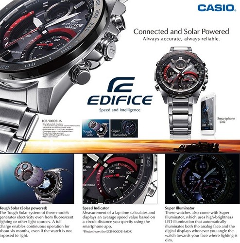 CASIO EDIFICE ECB-900DB-1AER CON BLUETOOTH, SMARTPHONE LINK Y ENERGIA SOLAR - Photo 9 sur 11