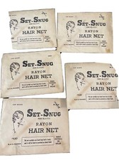 Vintage H H Set Snug Rayon White Hair Nets Lot of 4, One Grey