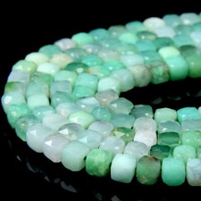 4MM Natural Chrysoprase Gemstone Grd AAA Micro Faceted Square Cube Beads P68 