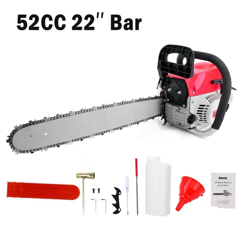 🎄52cc Chainsaw 22" Bar Powered Engine 2 Cycle Gasoline Chain Saw Wood Cutting
