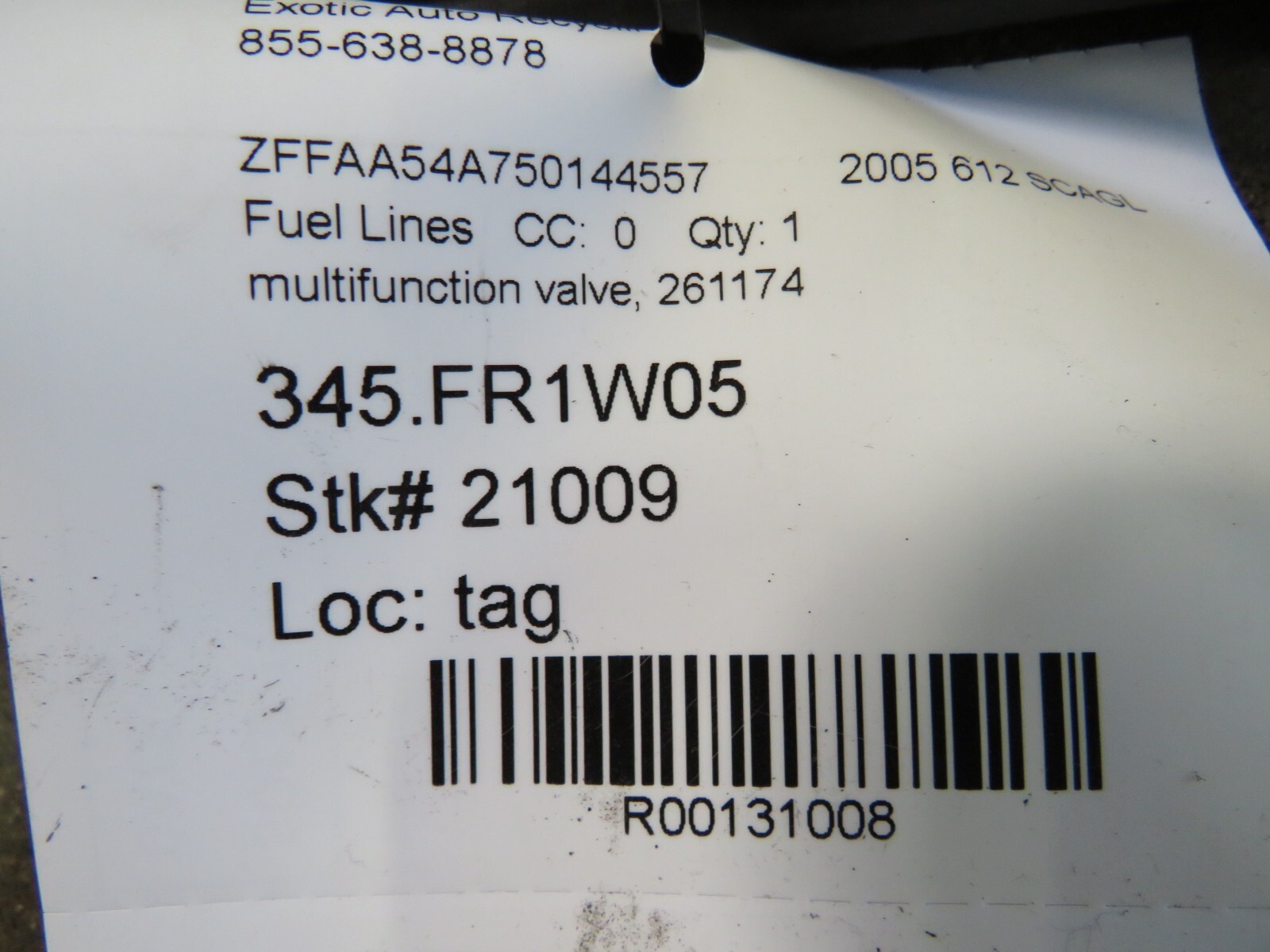 Ferrari 612 Scaglietti, Multifunction Valve, Used, P/N 261174