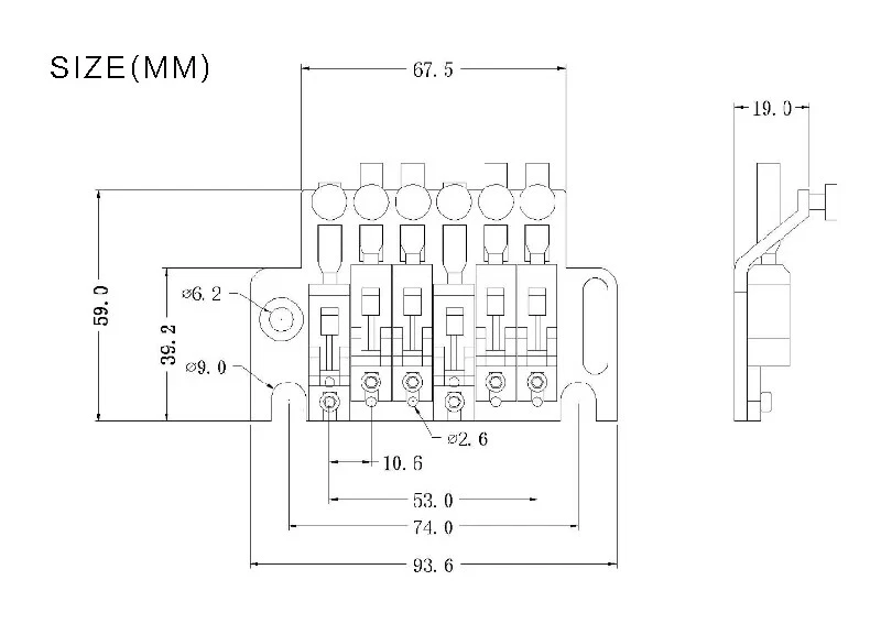 Puente sistema trémolo de doble bloqueo cromado para guitarra eléctrica Floyd Rose Foto 2 de 4