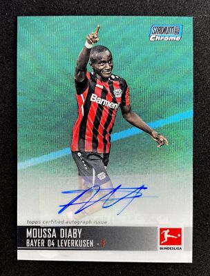 2021-22 Stadium Club Chrome Bundesliga Blue Wave/79 Moussa Diaby Auto Leverkusen