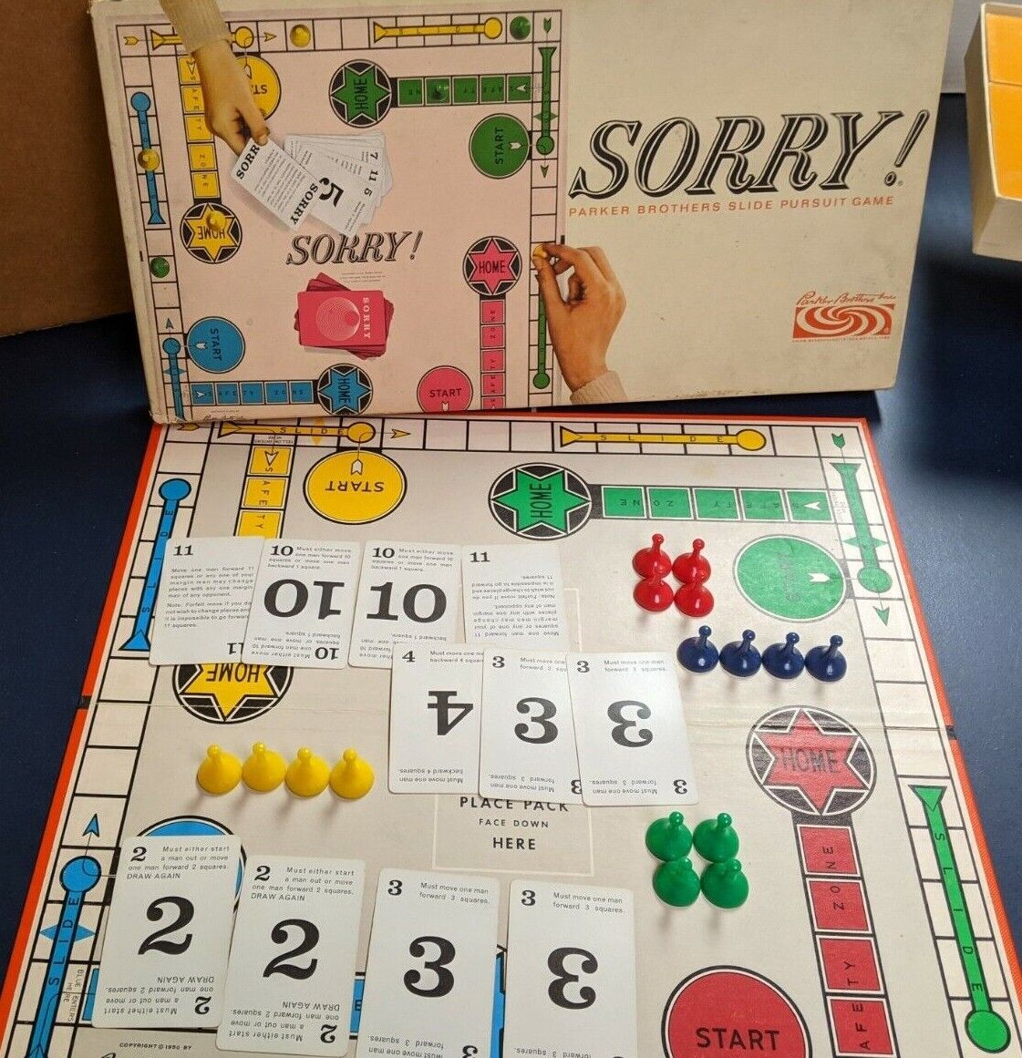 Sorry Board Game Replacement Parts & Pieces Individual Pawns Cards Vintage  1964