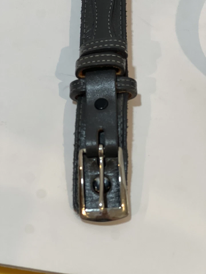 Cinturón De Colección Justin Cuero Genuino Grano Superior Cuero de Vaca Gris Tono Plata Hebilla 38 Foto 3 de 4