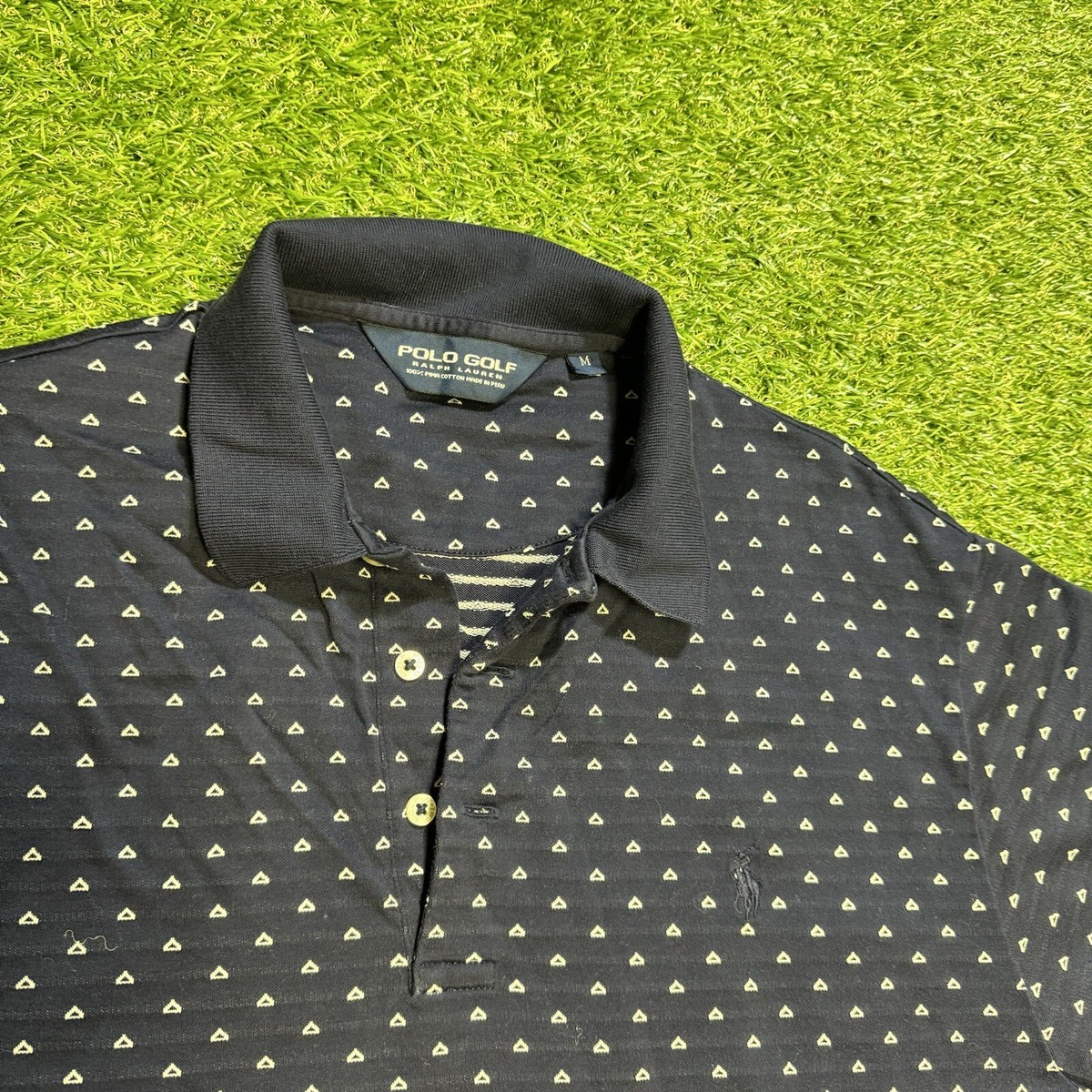 Polo Golf Shirt Mens M Pima Cotton Poka Dot