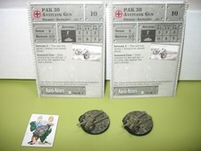  Axis  Allies Miniatures BASE SET PAK 38 Antitank Gun 2 PIECES wth cards 30/48 