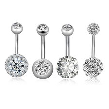 5PCS Stainless Steel CZ Belly Button Rings Navel Rings Body Piercing Womens 14G