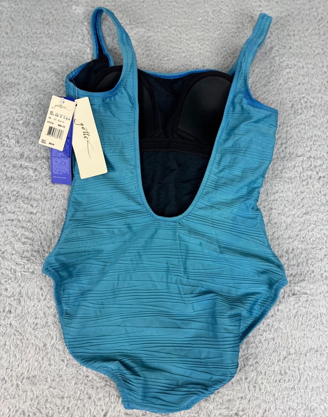 Gottex Womens Sz 10 Essential One-Piece Swimsuit Blue Ink Nylon/Spandex NWT