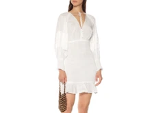 Rhode Resort Anya Smocked Solid Mini Dress White Cotton Ruffle XS New 202681