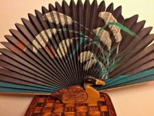 Antique Vintage Chinese Scroll Painting Duck Mallard Rose Chinese Fan