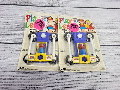 Vintage Play To Learn Take-A-Part Racer Toy Car JA-RU #1407 Lot of 2 NEW NOS