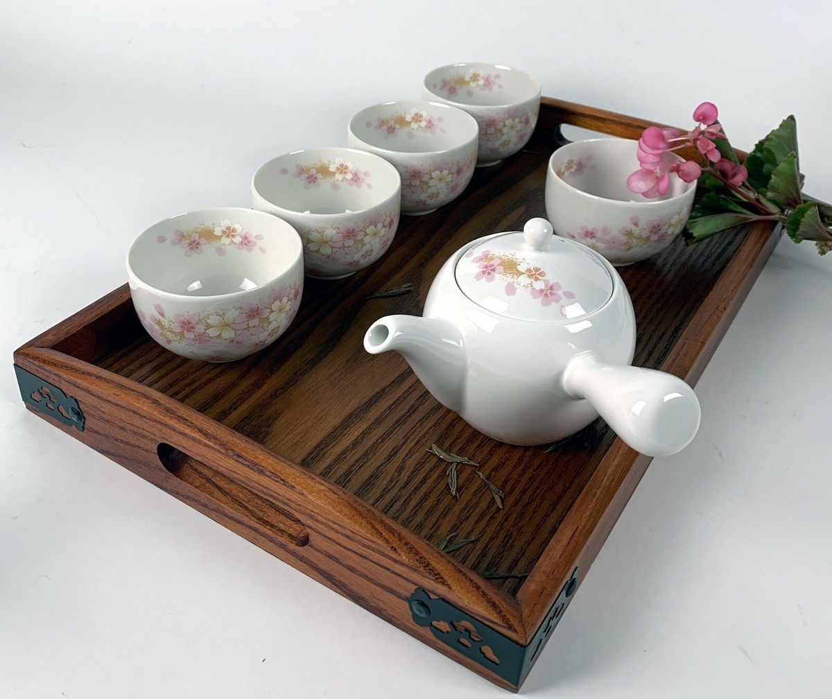 Japanese Tea Set Porcelain Teapot Teacup Sakura Pink Cherry