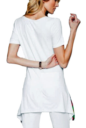 T-Shirt Tunika Longshirt Zipfelsaum Gr.36-38-40-42-44-46 weiß bedruckt 914063 - Bild 3 von 12