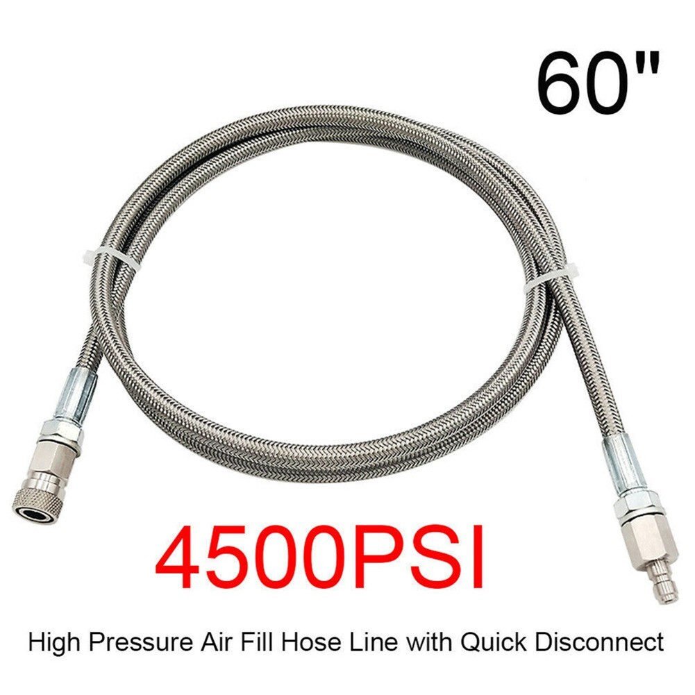 Paintball PCP Filling Hose Whip Extension Stainless Steel Air Filling Station And Charging System 60 Inches With Quick Disconnect