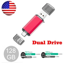 1x 64Gig Flash Drive USB A USB C Memory Stick USB Drive For Samsung Galaxy Phone