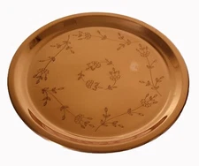 Vintage Copper Serving Tray Platter Floral Etched Princess House 12"