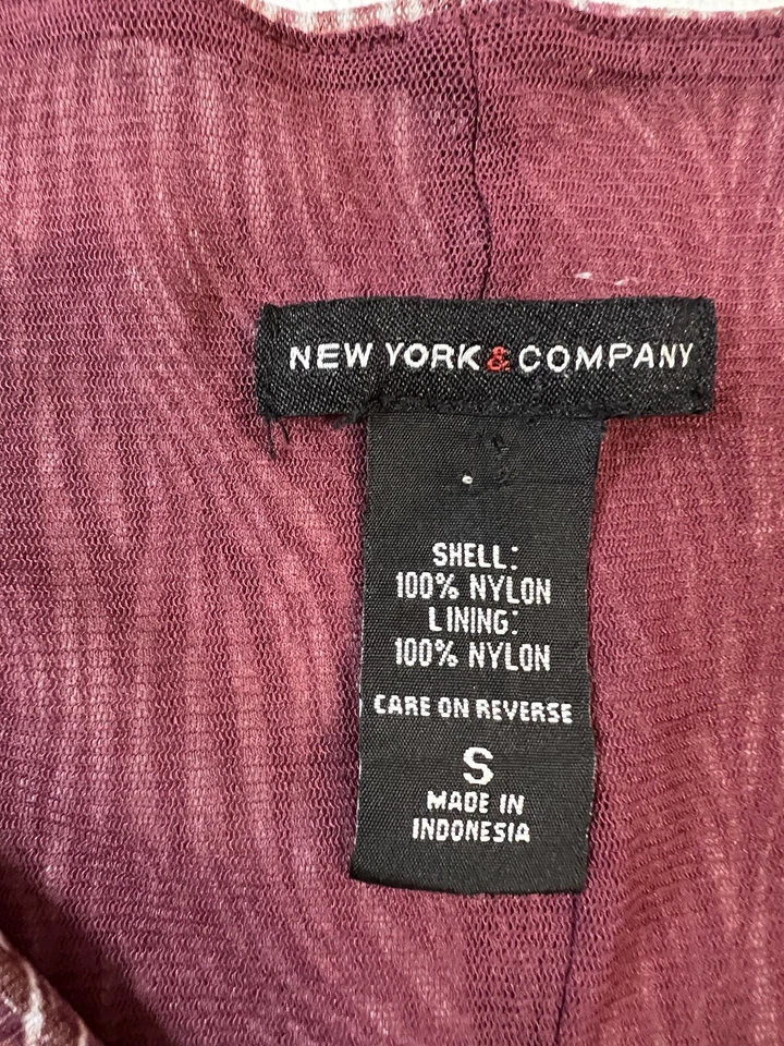 Blusa para mujer New York & Company blanca púrpura cebra tira de tigre nudo sintético talla S Foto 4 de 4