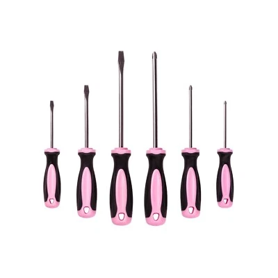 PINK POWER Magnetic Screwdriver Set–6pc Pink Phillips & Flat Head Tools for Women, Grip Kit