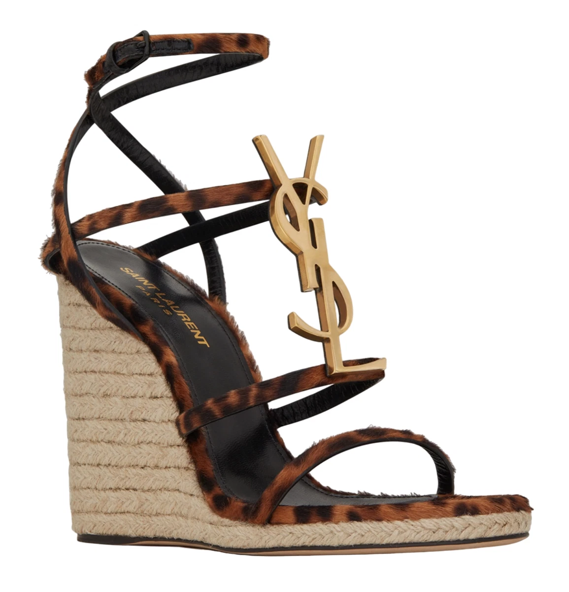 Saint Laurent Cassandra Wedge-Sandalen Brown