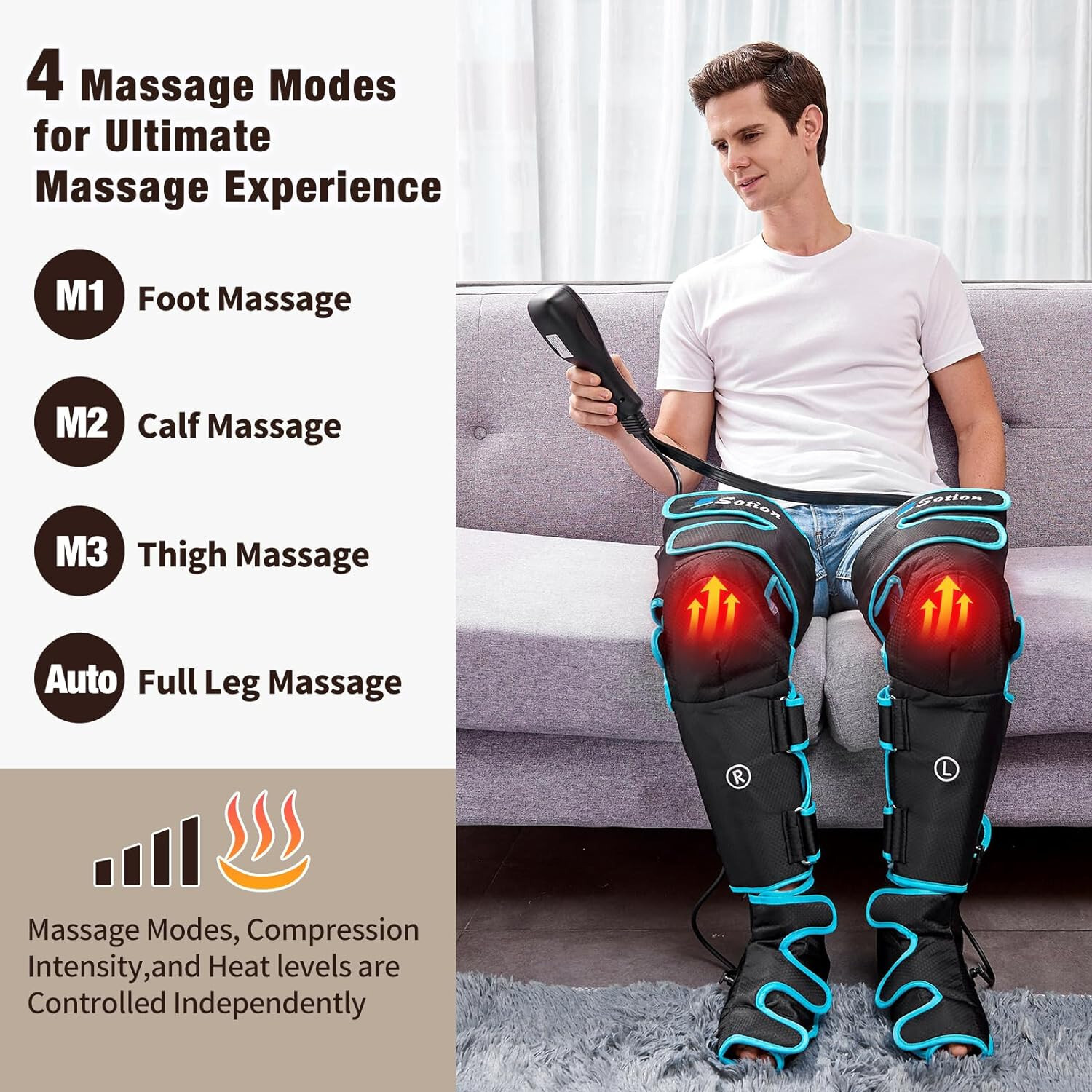 Leg Massager for Circulation, Air Compression Calf Knee Foot Massager